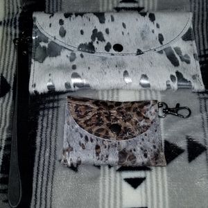 Acid Washed Hair on Hide Wristlet and Card Holder